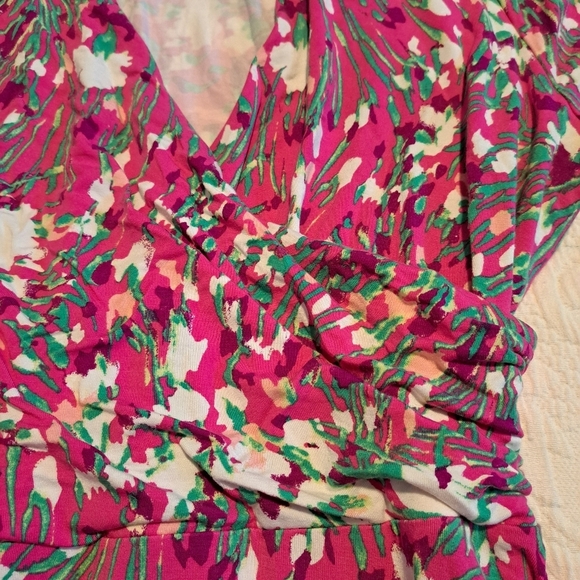 Lands' End women's size 14-16 cross over front top, below knee dress, EUC - Picture 4 of 6